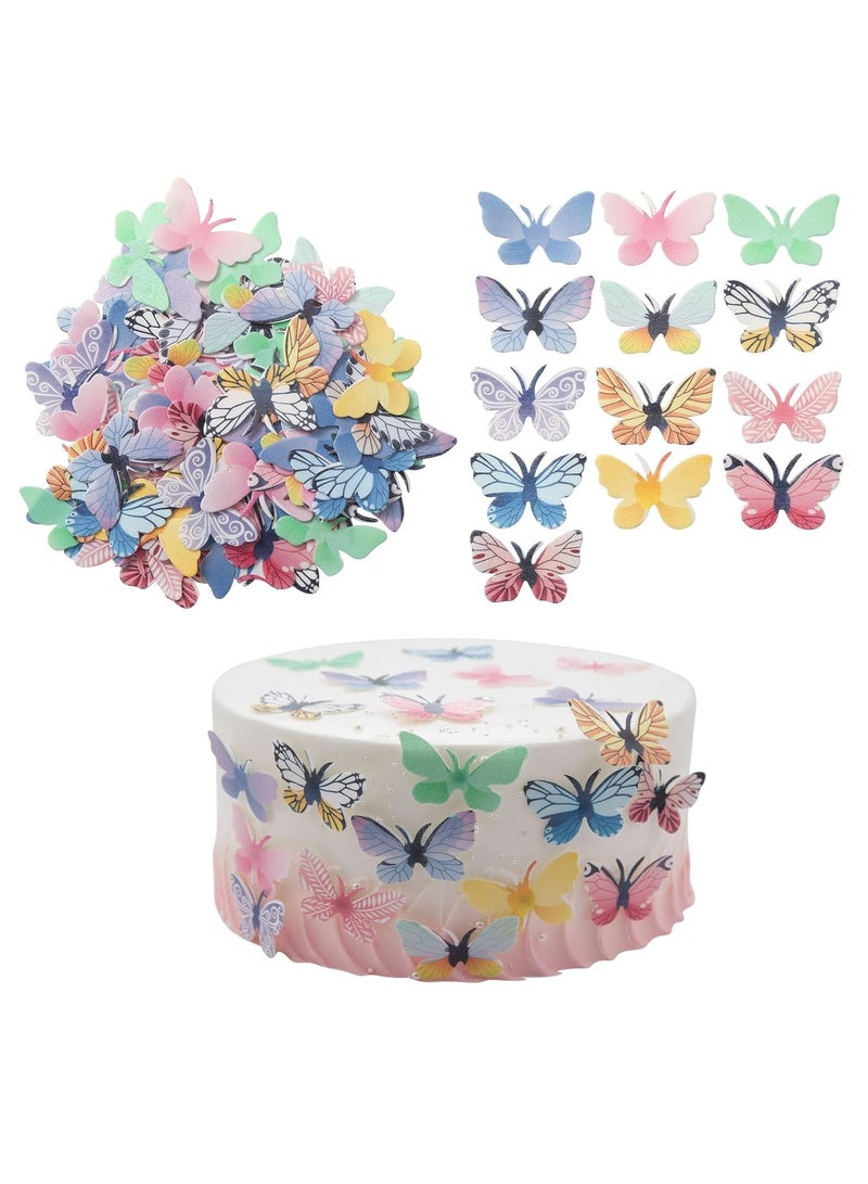 Excefore 72 قطعة من شوايات كب كيك على شكل فراشة ثلاثية الأبعاد ملونة زخرفة حلوى فراشة واقعية لتزيين حفلات عيد الميلاد والاعراس طعام زينة بأحجام مختلطة - Image 1