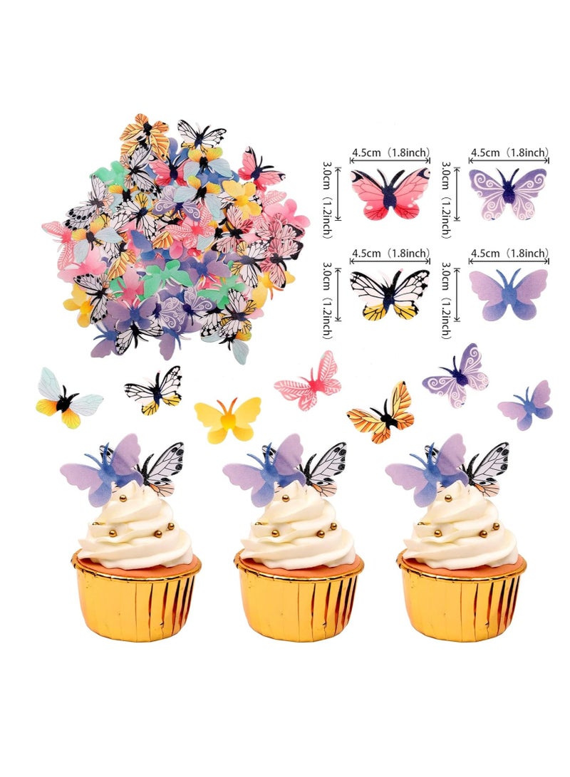 Excefore 72 قطعة من شوايات كب كيك على شكل فراشة ثلاثية الأبعاد ملونة زخرفة حلوى فراشة واقعية لتزيين حفلات عيد الميلاد والاعراس طعام زينة بأحجام مختلطة - Image 4
