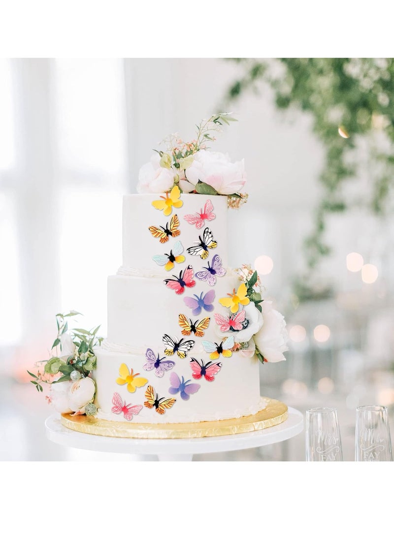 Excefore 72 قطعة من شوايات كب كيك على شكل فراشة ثلاثية الأبعاد ملونة زخرفة حلوى فراشة واقعية لتزيين حفلات عيد الميلاد والاعراس طعام زينة بأحجام مختلطة - Image 5