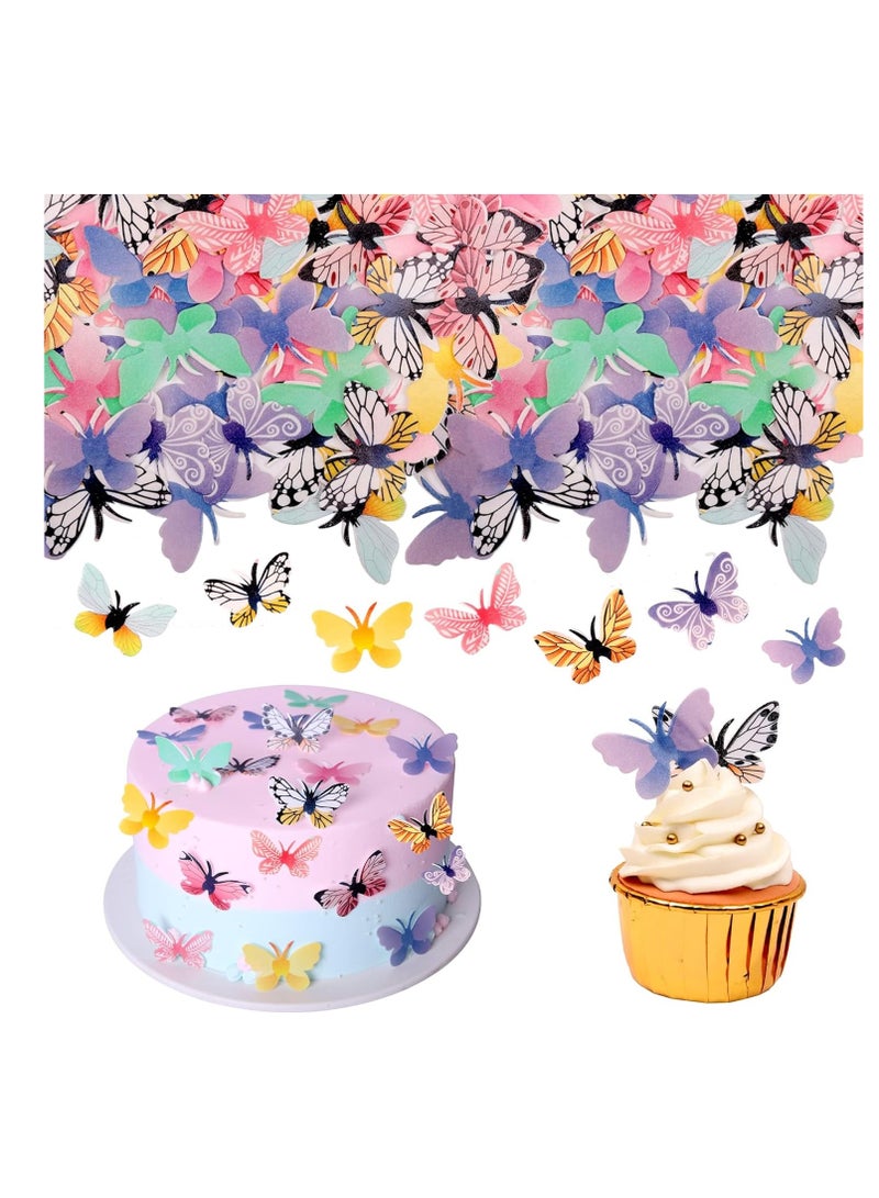 Excefore 72 قطعة من شوايات كب كيك على شكل فراشة ثلاثية الأبعاد ملونة زخرفة حلوى فراشة واقعية لتزيين حفلات عيد الميلاد والاعراس طعام زينة بأحجام مختلطة - Image 3