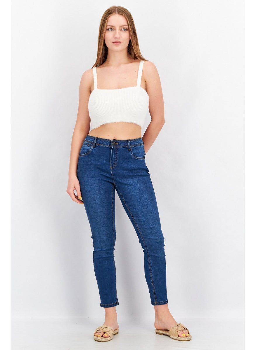 NOISY MAY Women Slim Fit Washed Stretchable Jeans, Blue  - Image 2