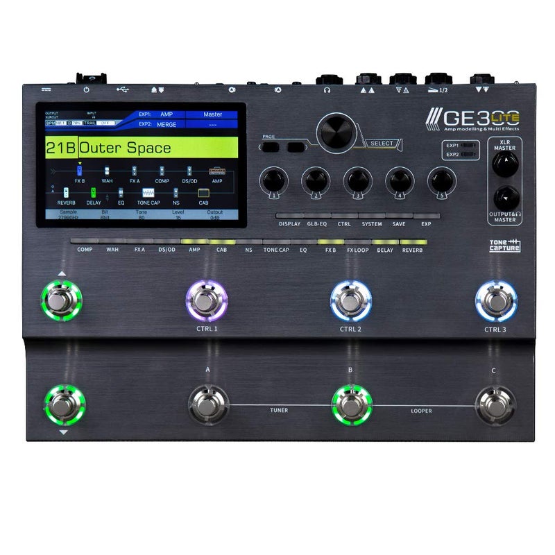 معالج تأثيرات الجيتار MOOER GE300 لايت مع محاكاة مضخم الصوت و FX LOOP ومحاكاة الكابينة و IR Loader والتقاط النغمة مع مجموعة كاملة من التأثيرات الكلاسيكية والحديثة للمسرح والاستوديو