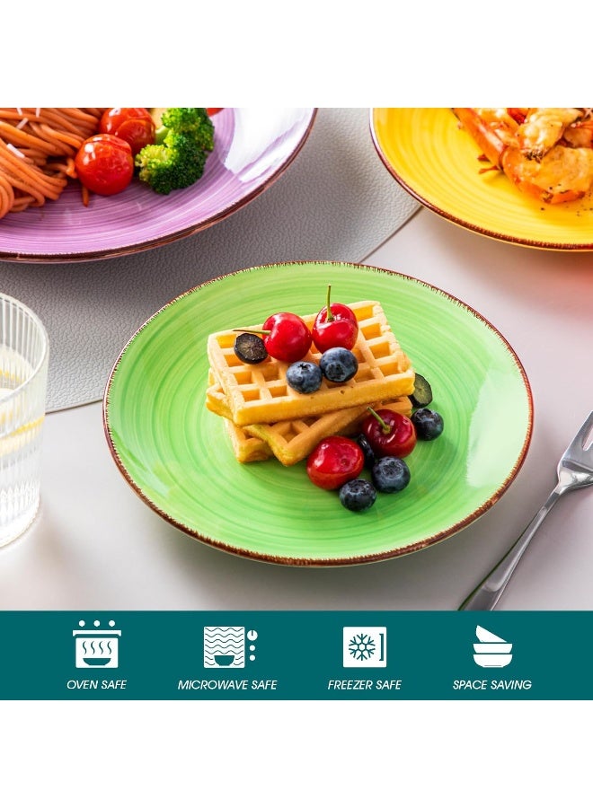 vancasso Bonita Dinnerware Set Multicolor Stoneware 12 Pieces Service for 4 Handpainted Spirals Pattern Stoneware Plates and Bowls Set - Image 3