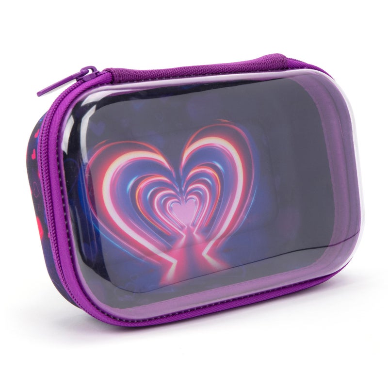 ZIPIT Clear Top Pencil Case for Kids Durable Pencil Box for School Large Capacity Stationery Organizer Box Heart