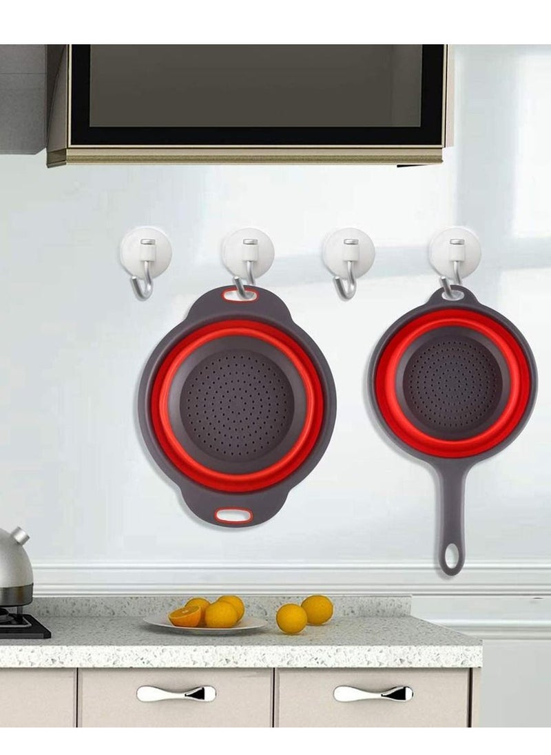 Y&D 1 PcsCollapsible Colander and Pcs Silicone Strainer, Folding Heat Resistant Collander Set Kitchen Small Strainer Veggie Wash Fruit Vegetable with Handles Pasta  - Image 3