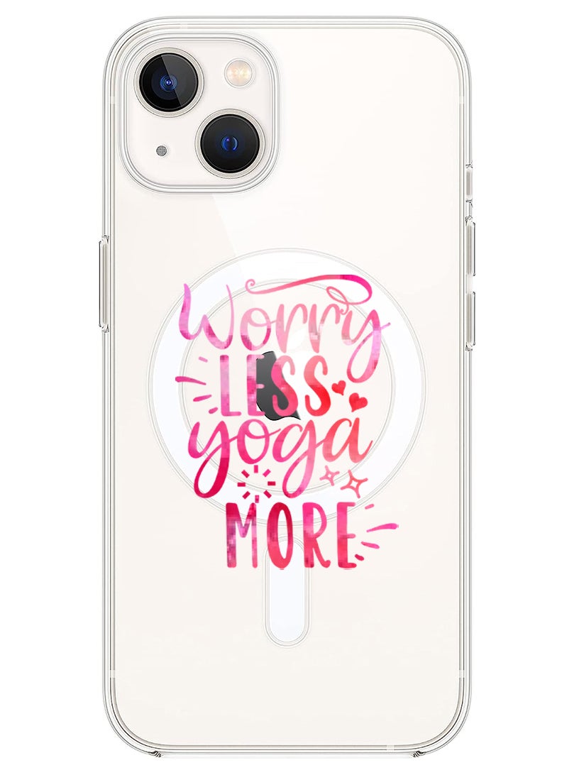 Theodor Magnetic Case for iPhone 14 6.1-inch Compatible with MagSafe Wireless Charging, Shockproof Phone Bumper Cover Worry less Yoga more copy  - Image 1