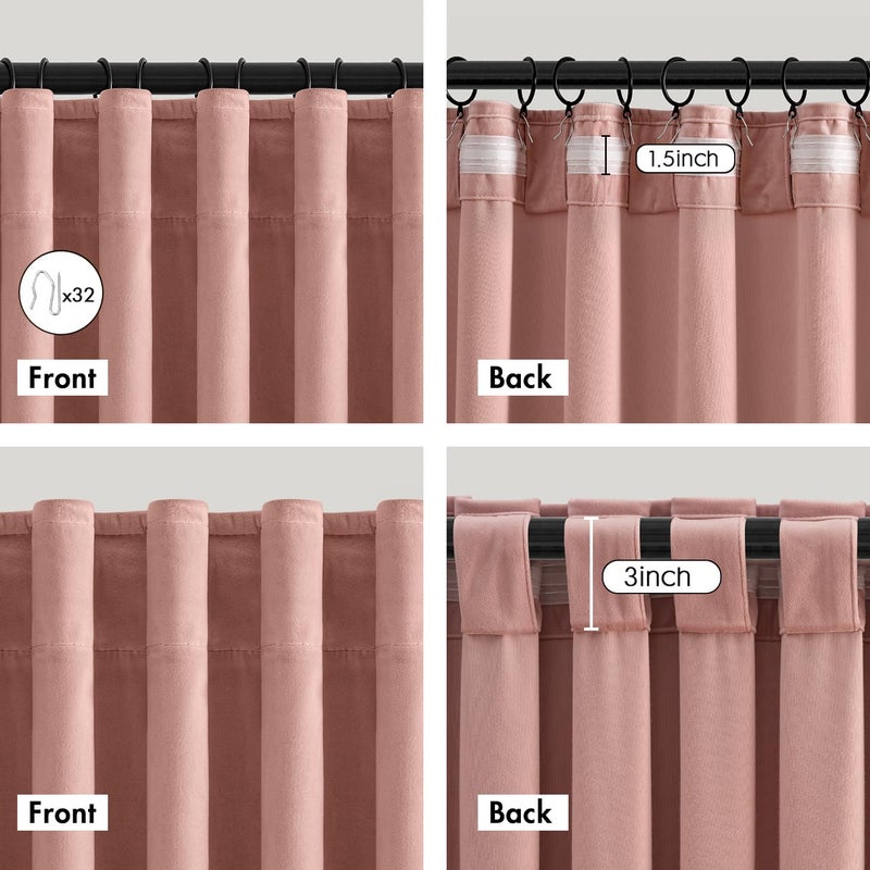 ANRODUO Light Pink Velvet Curtains 84 Inches Long Blackout Thermal Insulated Soundproof Curtain Privacy Room Darkening Curtains Pinch Pleat Window Drapes for Bedroom Living Room 42 x 84 Inch Set of 2 - Image 5