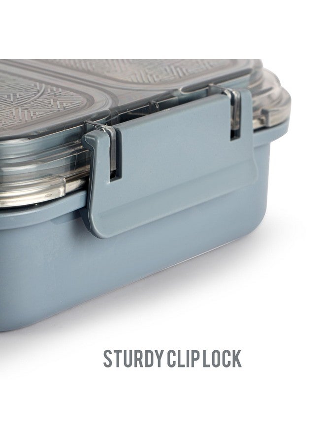 Cello CELLO Tri Lunch Insulated Lunch Box | Inner Stainless Steel Compartment | Silicon Seal in The Lid with with 4 Sided Click Locks | Ideal for College,Office, Outdoor Activities | Grey | Set of 1  - Image 4