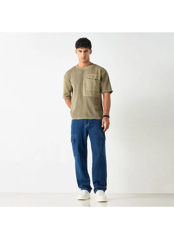 Lee Cooper Lee Cooper Textured Oversized T-shirt with Chest Pocket