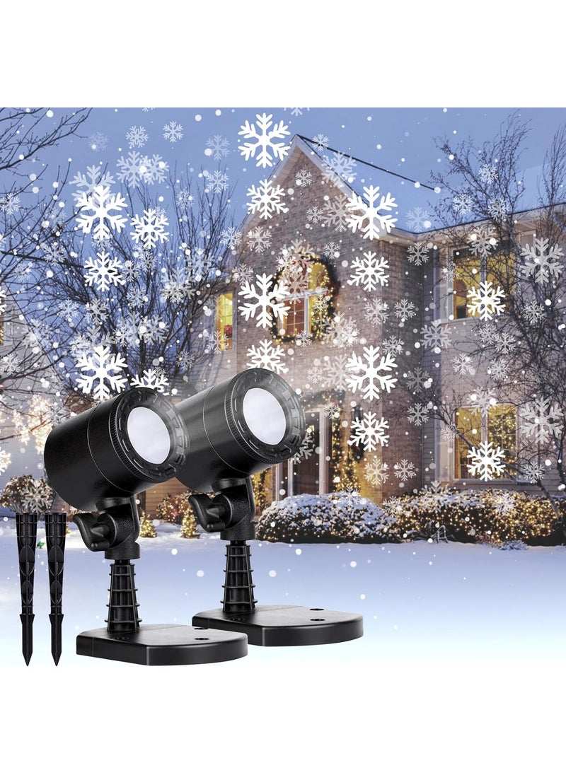 Brightown 2 Pack Christmas Snowflake Projector Lights Outdoor Led Rotating Snowfall Show Lights Waterproof Landscape Decorative Christmas Light Lighting for Xmas Holiday Garden Indoor Home Decoration Show  - Image 1