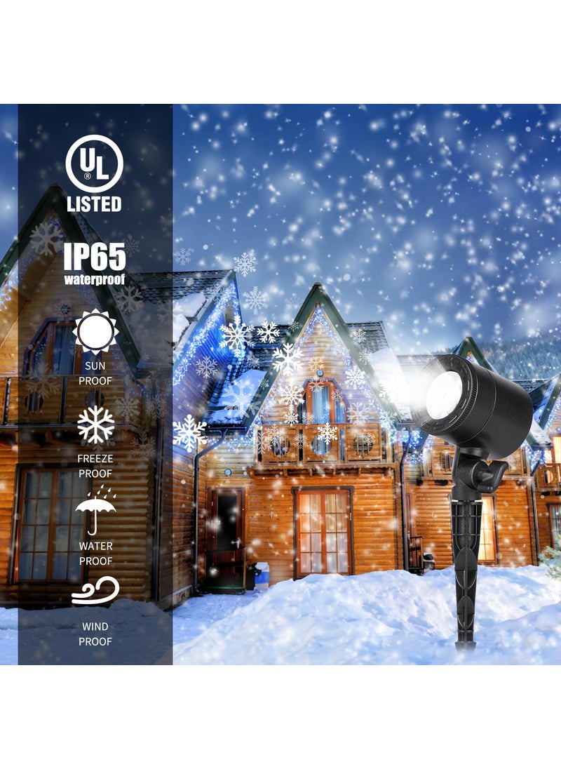 Brightown 2 Pack Christmas Snowflake Projector Lights Outdoor Led Rotating Snowfall Show Lights Waterproof Landscape Decorative Christmas Light Lighting for Xmas Holiday Garden Indoor Home Decoration Show  - Image 3