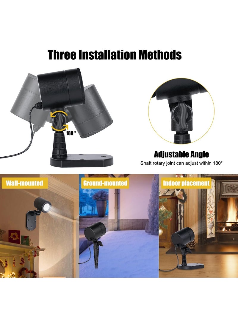 Brightown 2 Pack Christmas Snowflake Projector Lights Outdoor Led Rotating Snowfall Show Lights Waterproof Landscape Decorative Christmas Light Lighting for Xmas Holiday Garden Indoor Home Decoration Show  - Image 4