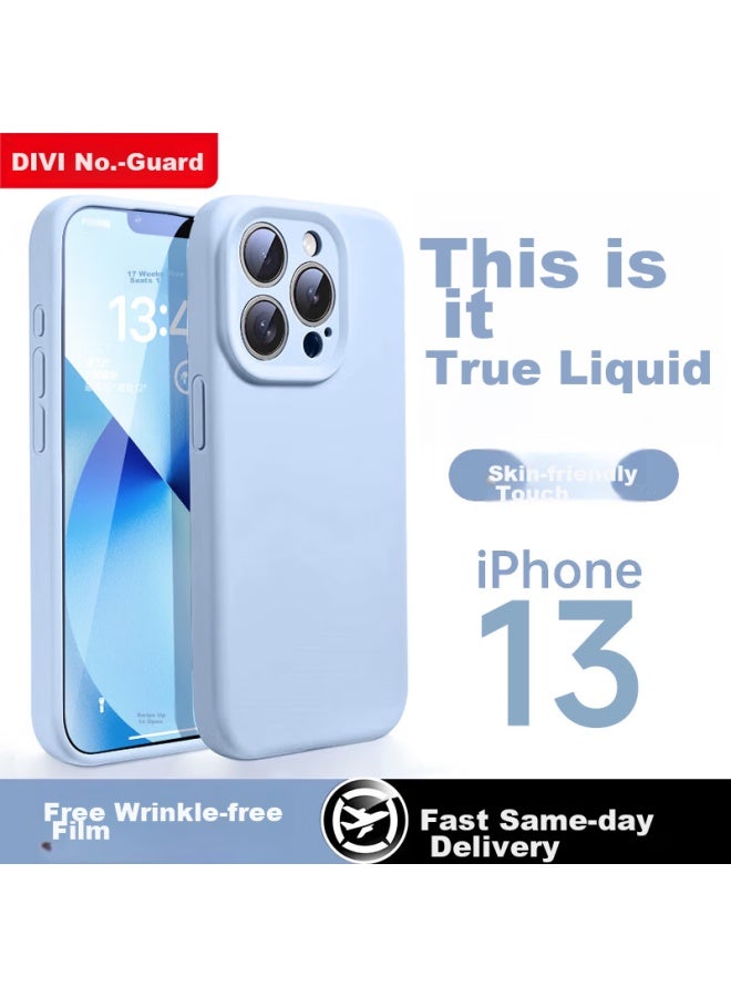 Divi Phone Case For Apple Iphone 13 Pro, Liquid Silicone Skin-friendly Full Camera Protection Shockproof Anti-scratch Case For Men And Women, Blue - Image 1