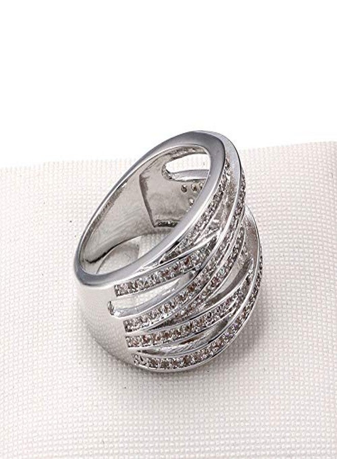 Double Fair Intertwined Crossover Statement Ring Wedding Bands for Women Micro Pave CZ Cocktails Size 5-10 - Image 4