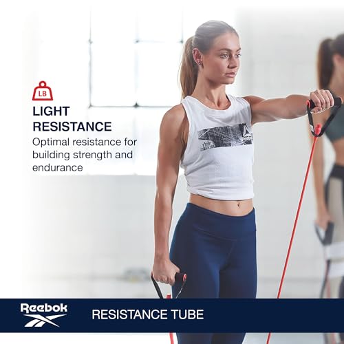 Reebok Resistance Tube (Heavy Resistance, Black), Full Body Workout, Warm-Up & Strength Training Resistance Bands with Handles, Non-Slip Stretch Bands for Exercise, Fitness Bands for Men & Women - Image 3