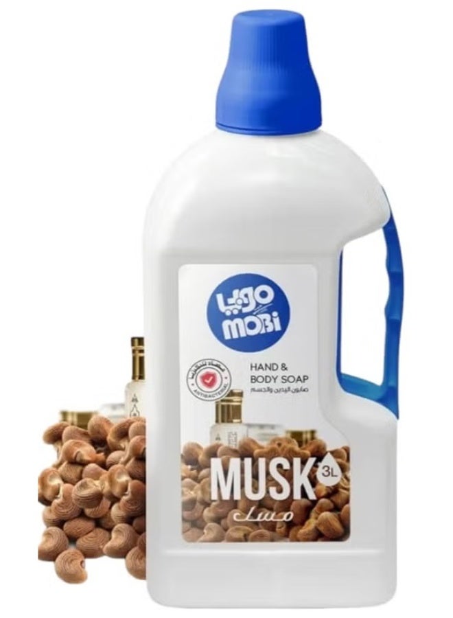 Lugo Mobi Liquid Hand and Body Soap with Musk Scent, 3 Liter