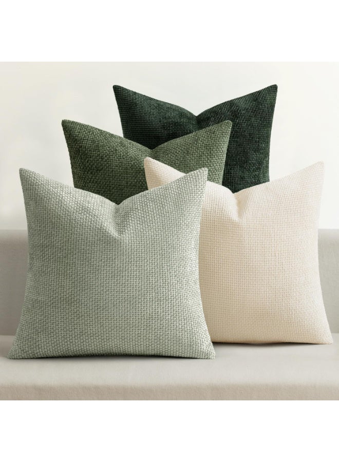 Chenille Pillow Covers Set of 4,   Cushion Cover，Neutral Soft Decorative Throw Pillow Covers for Farmhouse Boho Modern Home Decor, Couch, Sofa, Living Room 45cm x45cm - Image 1