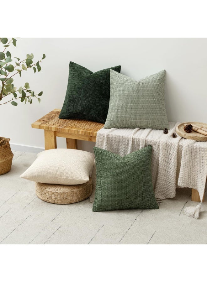 Chenille Pillow Covers Set of 4,   Cushion Cover，Neutral Soft Decorative Throw Pillow Covers for Farmhouse Boho Modern Home Decor, Couch, Sofa, Living Room 45cm x45cm - Image 4