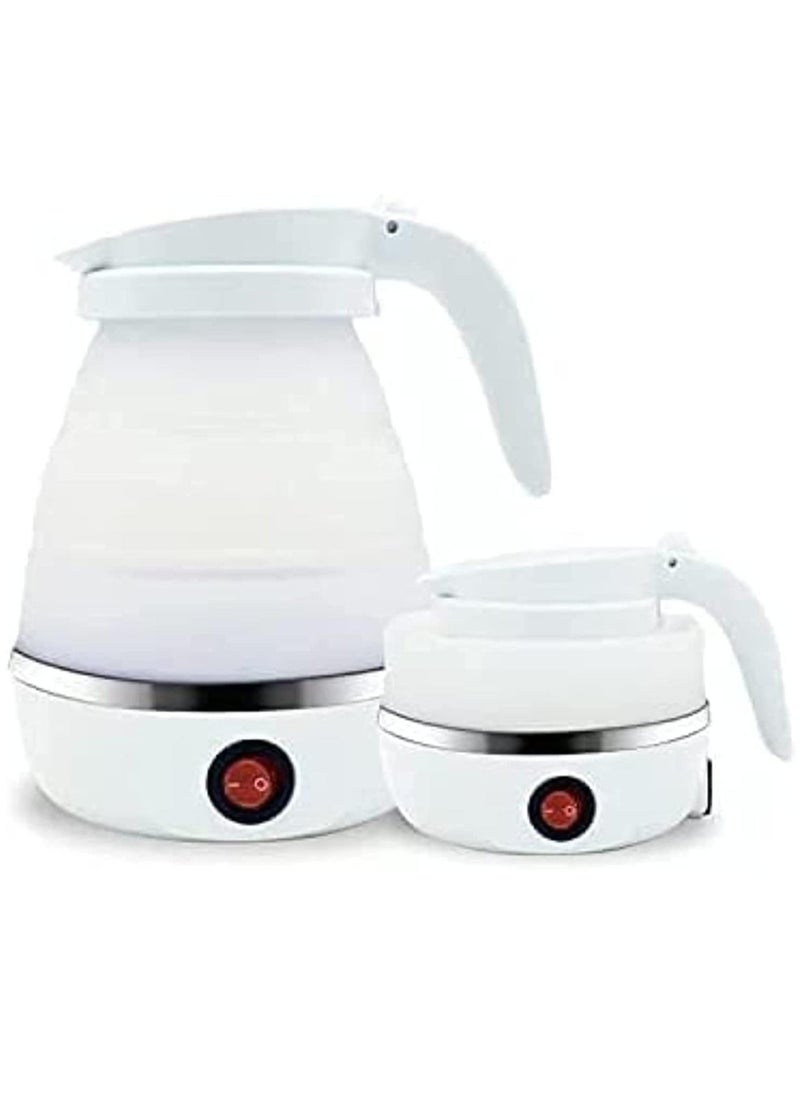Travel Foldable Silicon Water Heater Jug Collapsible Mini Portable Electric Kettle (White) - Image 2