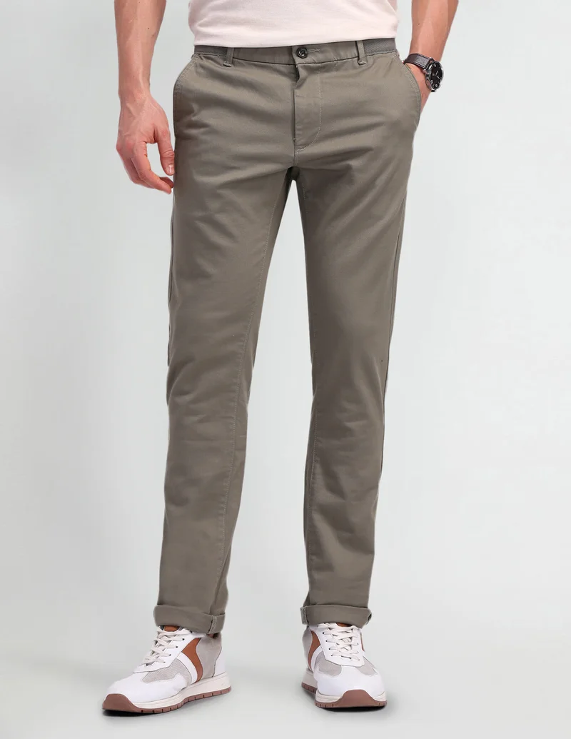 Slim Fit Mid Rise Trousers