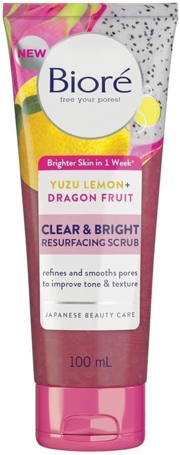 Bioré Biore Clear and Bright Yuzu Lemon Dragon Fruit Resurfacing Scrub Exfoliator 100 ml
