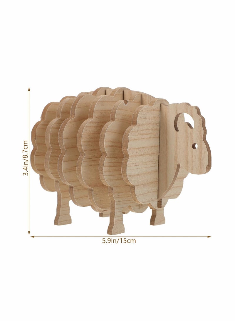 نيبمينينت Wooden Coaster Sheep Holder, Hot Drinks Tea Cup Table Pad Non Slip Insulated Mug Protectors 7pcs - Image 3