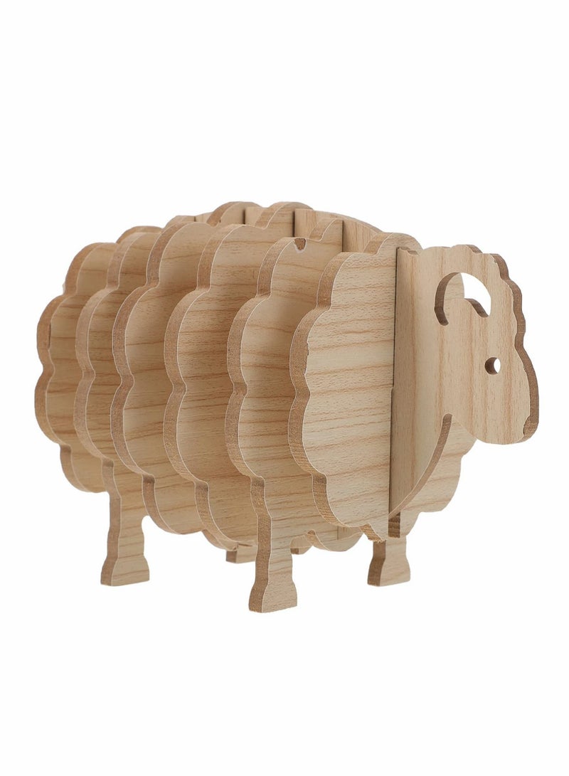 نيبمينينت Wooden Coaster Sheep Holder, Hot Drinks Tea Cup Table Pad Non Slip Insulated Mug Protectors 7pcs - Image 1
