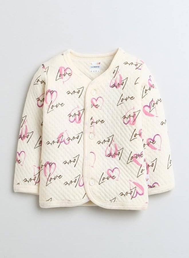 BUMZEE طقم ملابس شتوية للبنات من بامزي، بأكمام طويلة وحشوة من البوليستر، لون كريمي، مناسب للأعمار من 6 إلى 9 أشهر (Peb9814D-crm) - Image 2