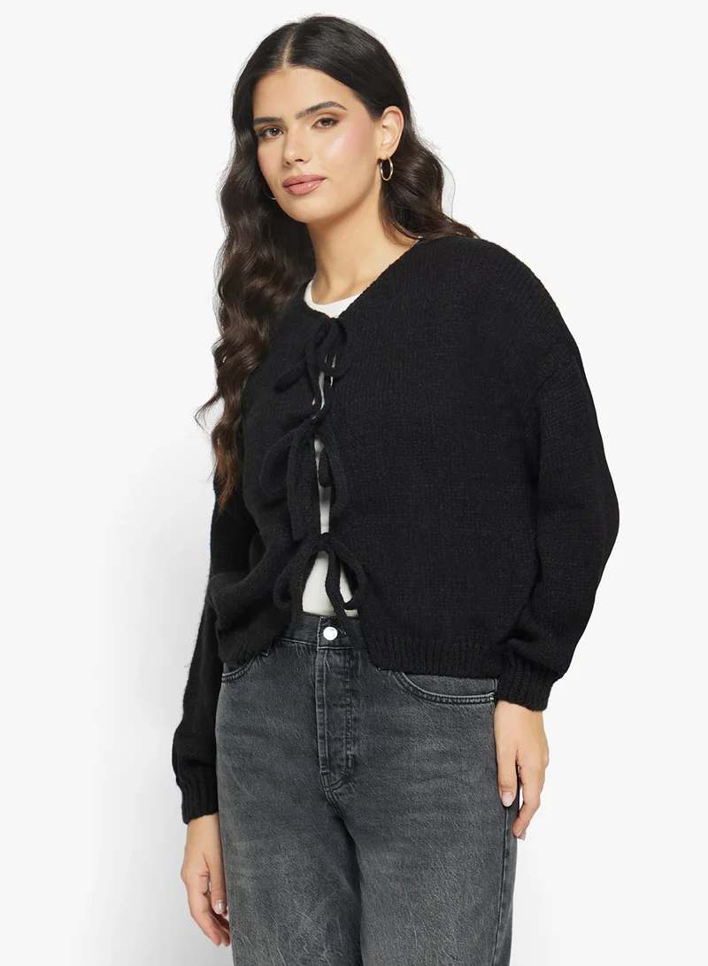 Ginger Bow Tie Detail Knitted Cardigan