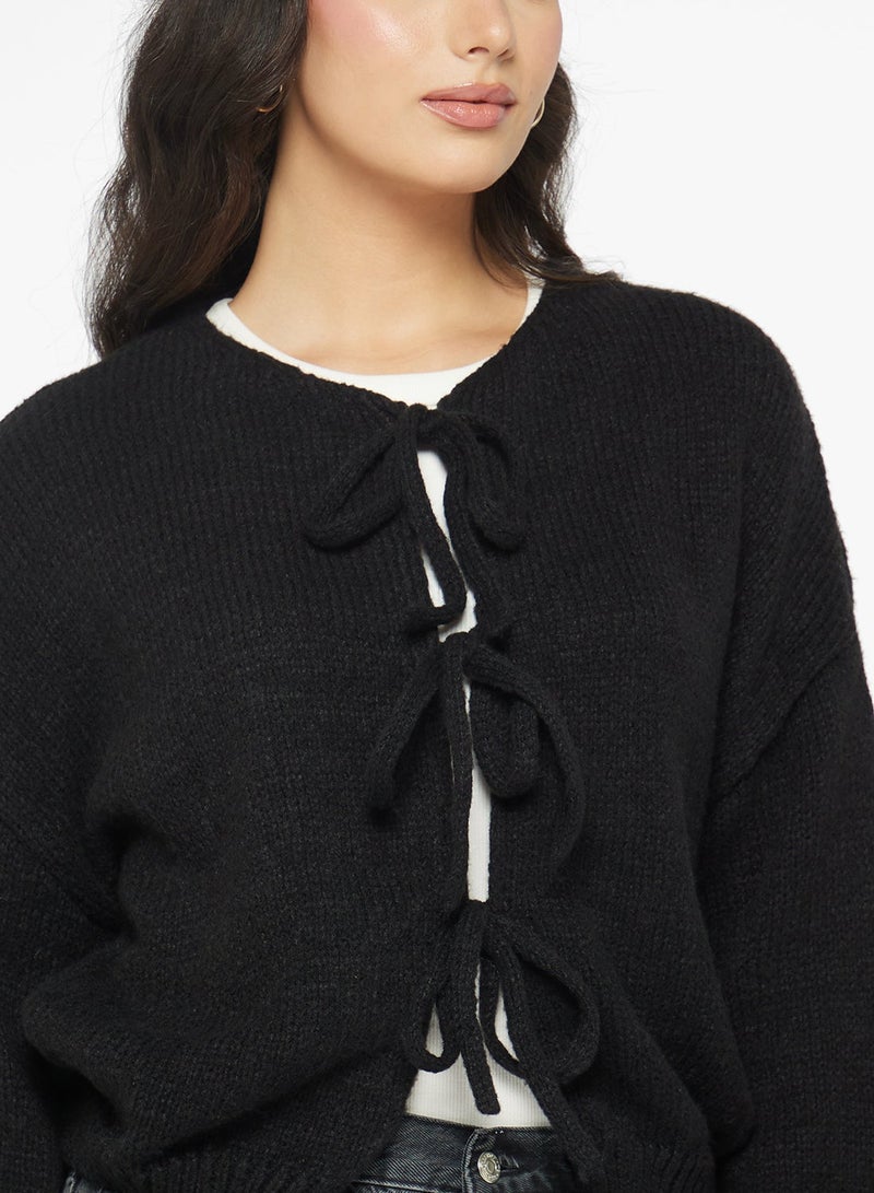 Ginger Bow Tie Detail Knitted Cardigan - Image 4