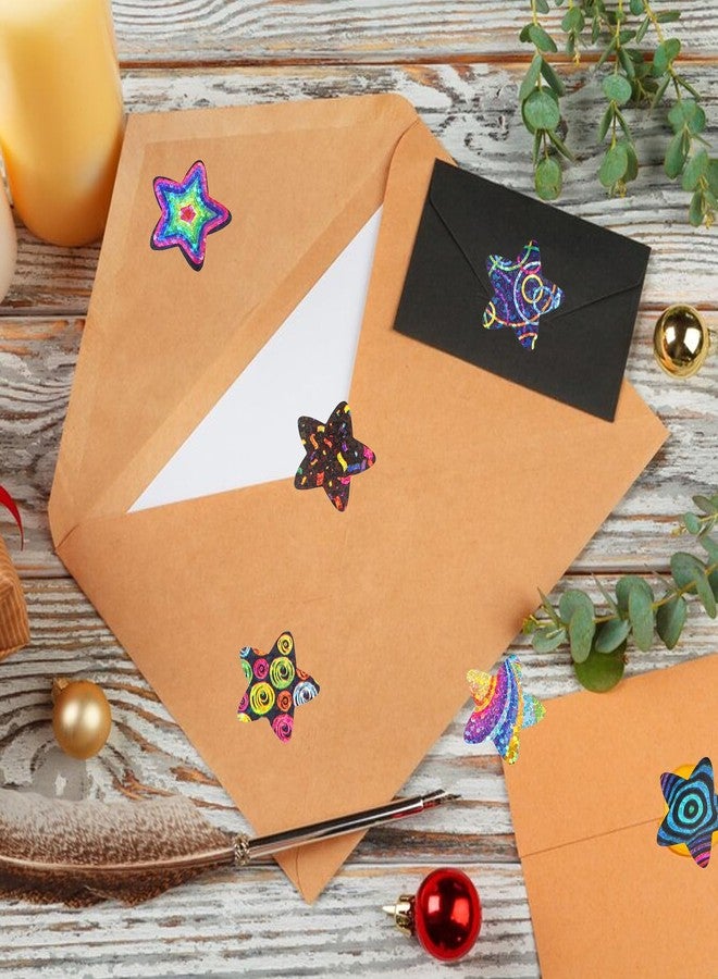 Psyqtsuary 500 Pcs Space Star Stickers for Kids Reward, Colorful Pentagram Self Adhesive Sparkly Planet Stickers Potty Training Sticker Children Reward Roll Sticker for Home School Classroom Teacher (1" Each) - Image 5
