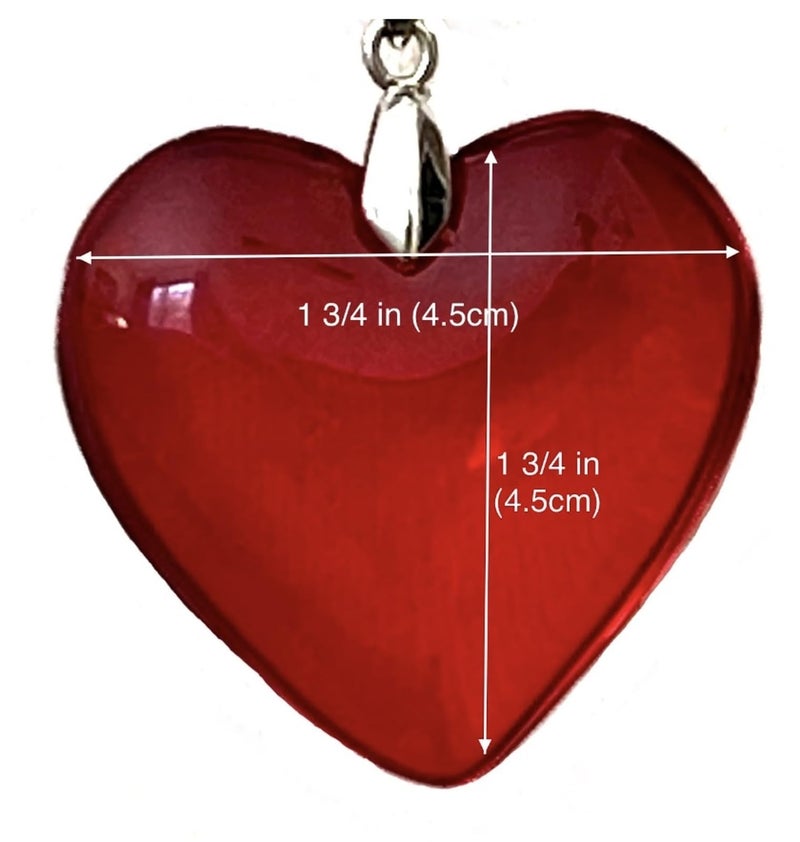 AVELLIM Hanging Glass Heart Ornament 1.75 in â€“ Red Heart-Shaped Decoration with Silver Bail for Weddings, Valentineâ€™s Day, Parties, Trees, Gardens, Windows (RED) - Image 2