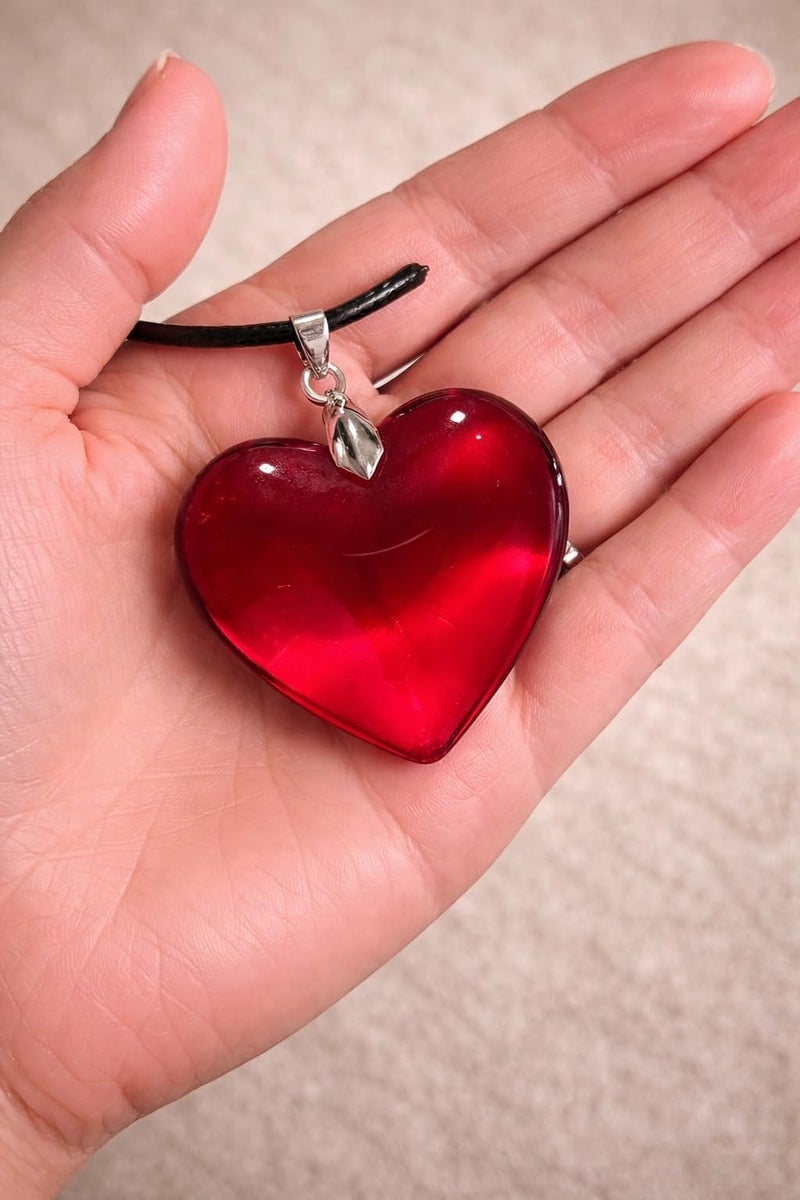 AVELLIM Hanging Glass Heart Ornament 1.75 in â€“ Red Heart-Shaped Decoration with Silver Bail for Weddings, Valentineâ€™s Day, Parties, Trees, Gardens, Windows (RED) - Image 3