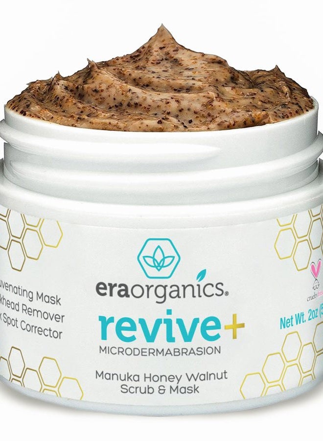 Era Organics Microdermabrasion Facial Scrub & Face Exfoliator - Spa Quality Exfoliating Mask with Manuka Honey Plus Walnut for Blackheads, Buildup, Wrinkles 2oz - Image 1