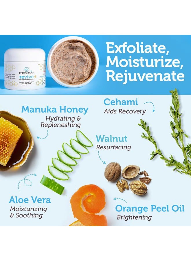Era Organics Microdermabrasion Facial Scrub & Face Exfoliator - Spa Quality Exfoliating Mask with Manuka Honey Plus Walnut for Blackheads, Buildup, Wrinkles 2oz - Image 2