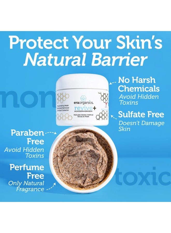 Era Organics Microdermabrasion Facial Scrub & Face Exfoliator - Spa Quality Exfoliating Mask with Manuka Honey Plus Walnut for Blackheads, Buildup, Wrinkles 2oz - Image 4