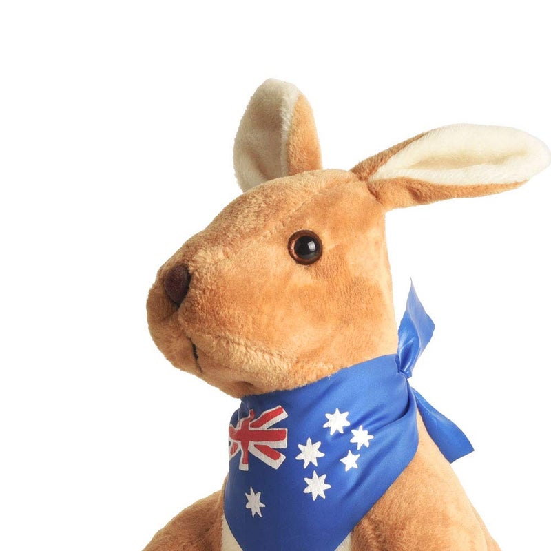 BOHS Kangaroo Stuffed Animal Toy with Joey in Pouch and Australia Scarf - Soft and Cuddly Plush Toy for Kids - 11.8 Inches - Image 2