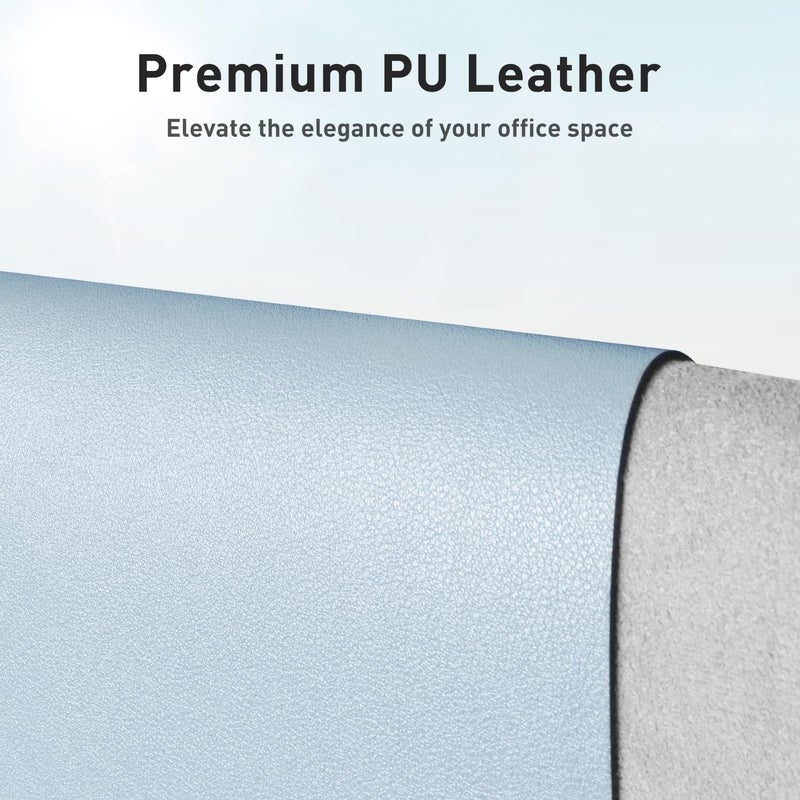 Aothia Leather Desk Pad Protector, Mouse Pad, Office Desk Mat, Non-Slip PU Leather Desk Blotter, Laptop Desk Pad, Waterproof Desk Writing Pad for Office and Home (36" x 17", Baby Blue) - Image 2