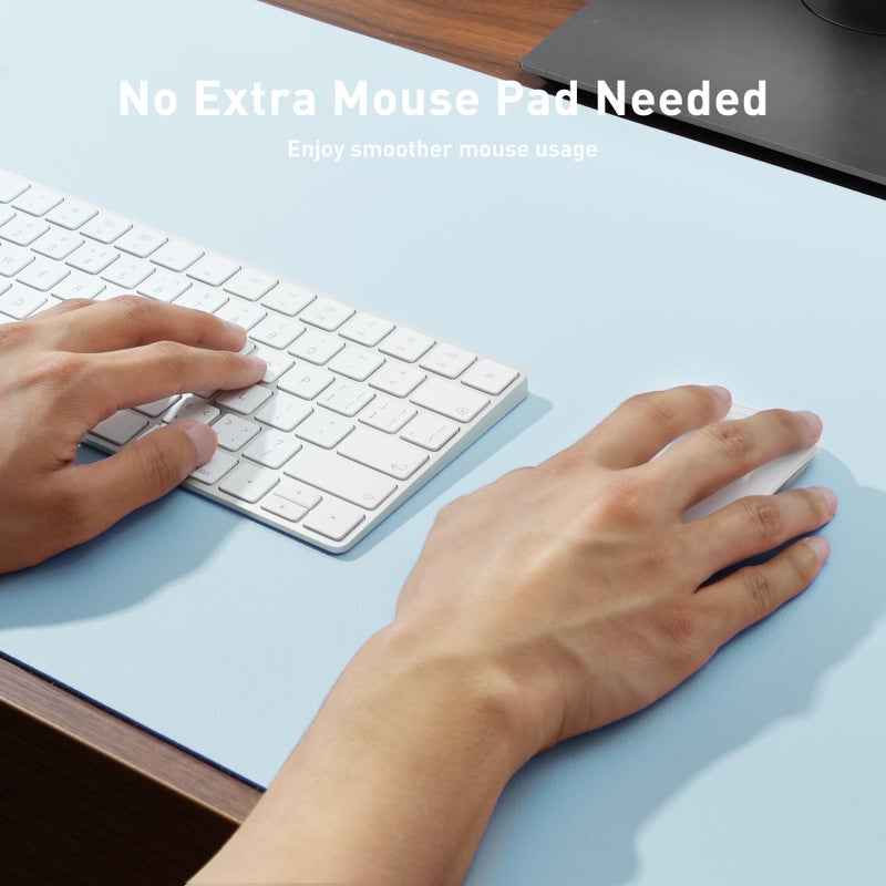 Aothia Leather Desk Pad Protector, Mouse Pad, Office Desk Mat, Non-Slip PU Leather Desk Blotter, Laptop Desk Pad, Waterproof Desk Writing Pad for Office and Home (36" x 17", Baby Blue) - Image 4