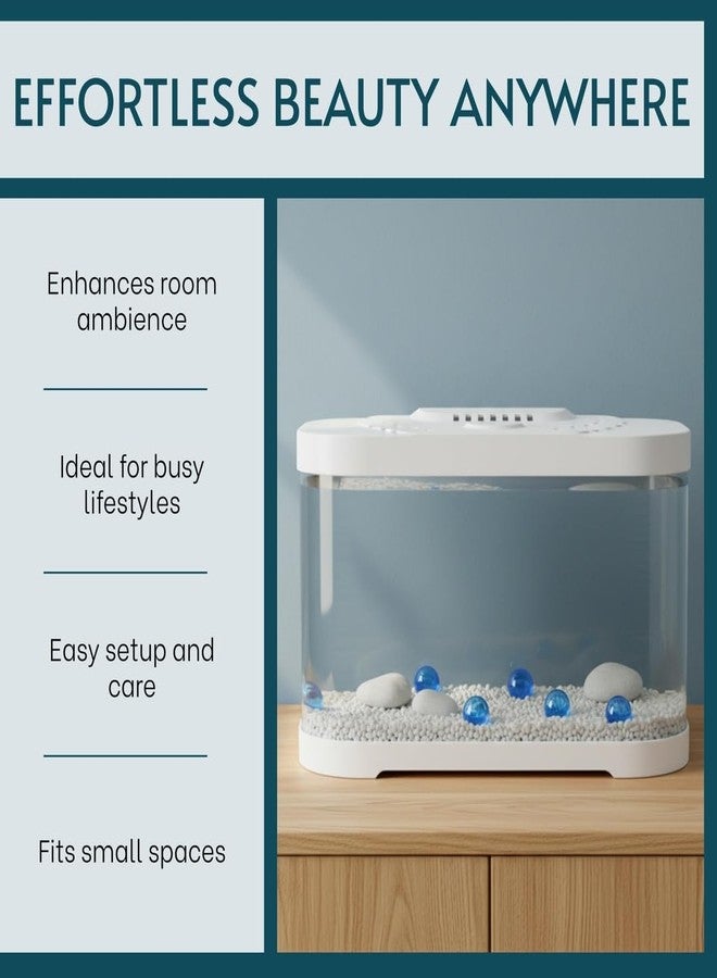 Rizopets Premium Round Fish Aquarium Tank, Complete Setup with Lid, LED Light & Filter, Modern Round Design for Home & Office, White, Small - Image 4