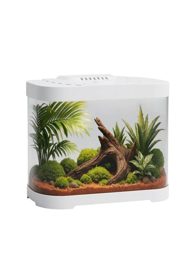 Rizopets Premium Round Fish Aquarium Tank, Complete Setup with Lid, LED Light & Filter, Modern Round Design for Home & Office, White, Small - Image 1