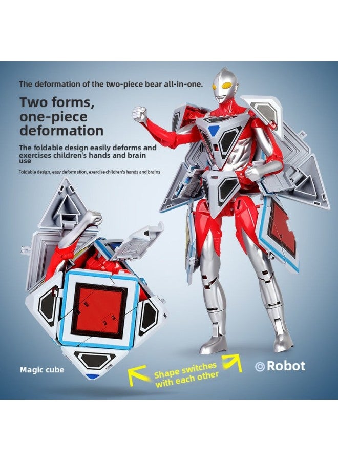 مجموعة دمية مكعب روبيك المتحولة الكبيرة الأصلية من سوبرمان المتحول، مجموعة كاملة للأطفال والأولاد تستفيد من التفكير الذكي - اللون: C9878-A مكعب روبيك مشوه أحمر + دمية واحدة - Image 4