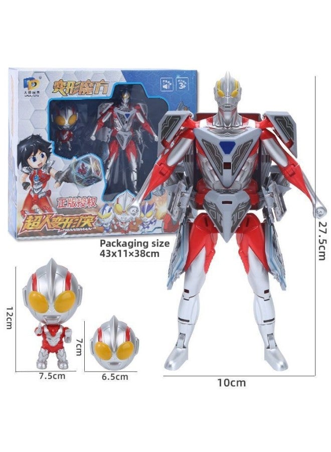 مجموعة دمية مكعب روبيك المتحولة الكبيرة الأصلية من سوبرمان المتحول، مجموعة كاملة للأطفال والأولاد تستفيد من التفكير الذكي - اللون: C9878-A مكعب روبيك مشوه أحمر + دمية واحدة - Image 1