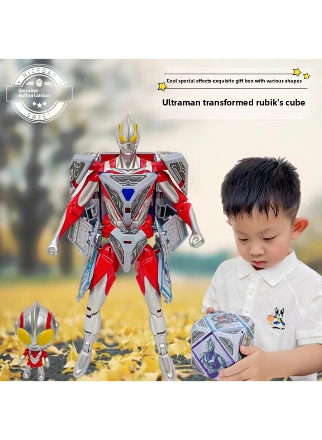 مجموعة دمية مكعب روبيك المتحولة الكبيرة الأصلية من سوبرمان المتحول، مجموعة كاملة للأطفال والأولاد تستفيد من التفكير الذكي - اللون: C9878-A مكعب روبيك مشوه أحمر + دمية واحدة - Image 3