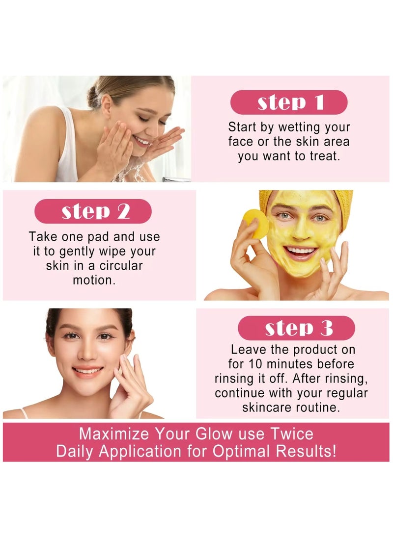 ALIVER 120 Pcs(Three Packs) Kojic Acid & Turmeric Cleansing Pads for Dark Spots Turmeric Kojic Acid Cleansing Pads Helps Balance Skin Oil & Water Fade Spot Remove Excess Keratin Clean Oil Refines Pores - Image 4