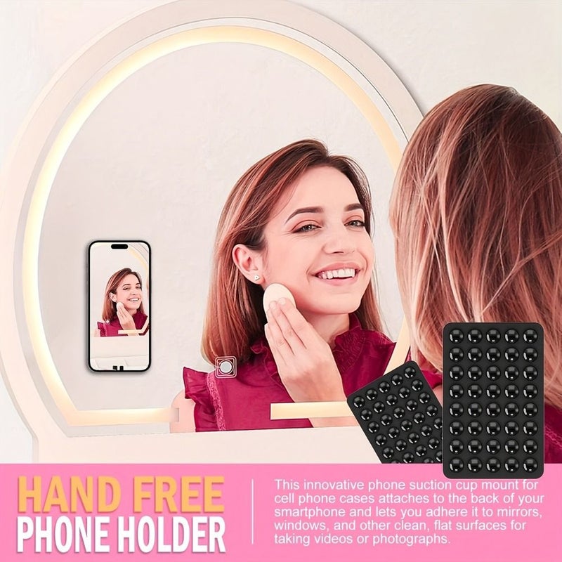 Multifunctional Portable Dual Sided Suction Cup Phone Holder With Black Color And Random Postcard iPhone and Android Device Accessory Adjustable Angles Compact Design Ideal for Makeup - Image 3