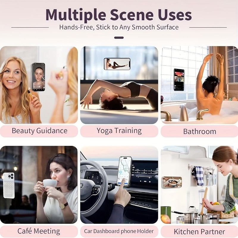 Multifunctional Portable Dual Sided Suction Cup Phone Holder With Black Color And Random Postcard iPhone and Android Device Accessory Adjustable Angles Compact Design Ideal for Makeup - Image 4