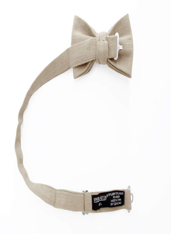 Spring Notion Boys' Linen Blend Bow Tie, Tan Medium - Image 2