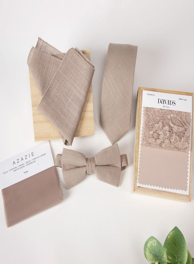 Spring Notion Boys' Linen Blend Bow Tie, Tan Medium - Image 4