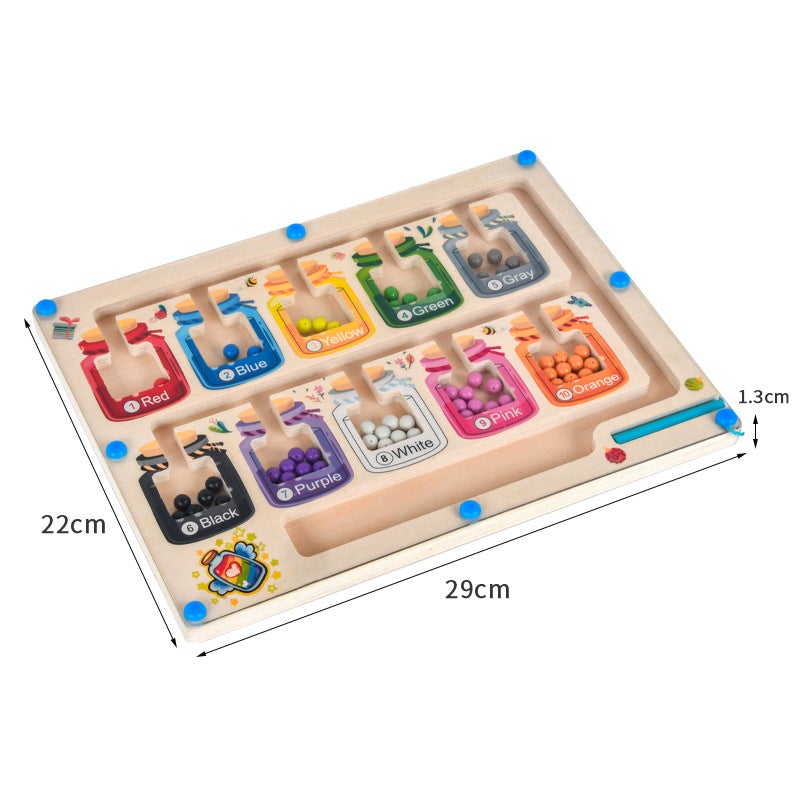 Cpc Kidsren'S Puzzle Puzzle Magnetic Pen Digital Maze Early Education Wooden Color Classification 1--3 Years Old Toys - Image 1